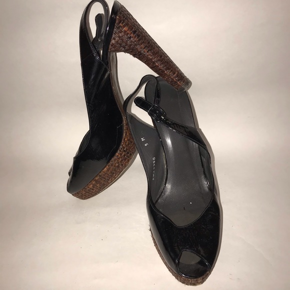 Stuart Weitzman Blk Patent Platform High Heels 9 M - Picture 7 of 7